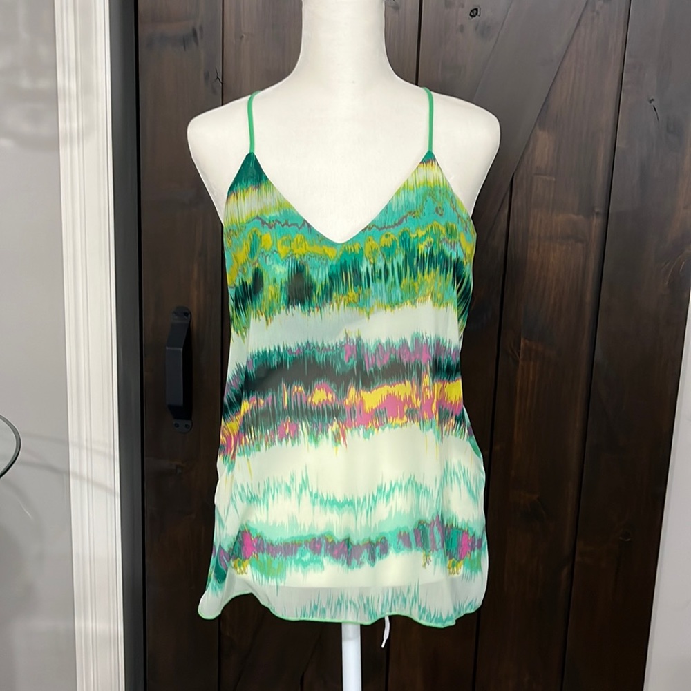 Fabric silky tank multi colored NWOT